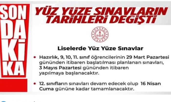 MEB Duyurdu! Lise Sınavları Ertelendi