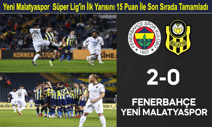 Yeni Malatyaspor Süper Lig’in İlk Yarısını 15 Puan İle Son Sırada Tamamladı