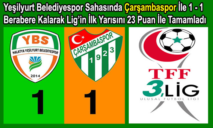 Yeşilyurt Belediyespor TFF 3.lig 2.Grubun İlk Yarısını 23 Puan İle Tamamladı