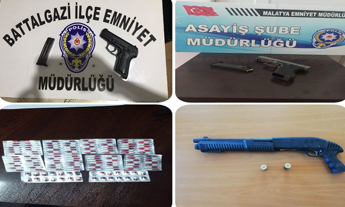 Malatya’da Polis 14 Tabanca, 5 Tüfek, 3 Kurusıkı ve Mermi Yakaladı. Aranan 10 Kişi Tutuklandı