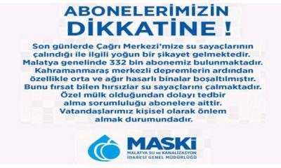 MASKİ, Terk Edilen Meskenlerde Su Sayaçlarının Çalınması Üzerine Vatandaşları Uyardı