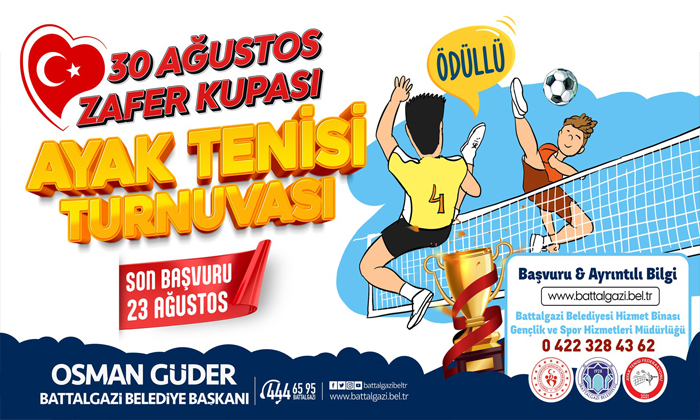Battalgazi Belediyesi 30 Ağustos Zafer Bayramı Dolayısıyla Ayak Tenisi Turnuvası Düzenleyecek