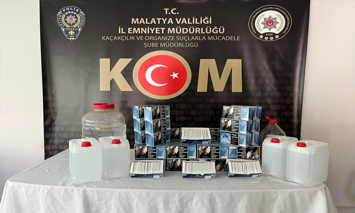 Malatya’da 10.000 Dal İçi Tütün Doldurulmuş Makaron, 44 Litre El Yapımı İçki Ele Geçirildi
