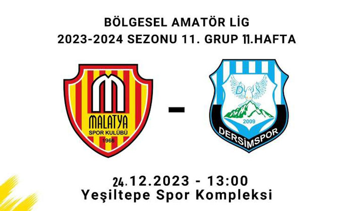 Malatyaspor – Dersimspor, Maçı 24 Aralık Pazar Günü Saat 13.00’da Oynanacak
