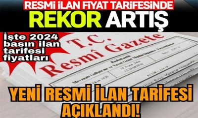 Gazete ve İnternet Haber Siteleri İçin Resmî İlan Fiyat Tarifesi % 70 ve % 100 Oranında Arttı
