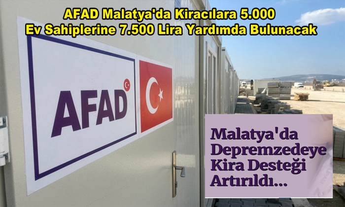 AFAD Malatya’da Kiracılara 5.000 Ev Sahiplerine 7.500 Lira Yardımda Bulunacak.