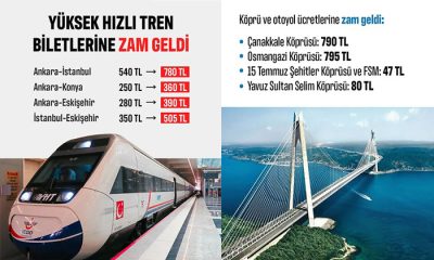 Köprü, Otoyol ,Yüksek Hızlı Tren ve Diğer Tren Ücretlerine Zam Yapıldı