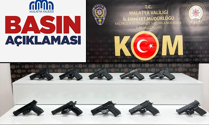 Malatya’da Silah Kaçakçılığı Operasyonu. Ruhsatsız 10 Tabanca İle 7 Şüpheli Yakalandı