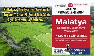 Battalgazi, Yeşilyurt ve Yazıhan’da Toplam 7 Arsa, 25 Şubat Salı Günü Açık Arttırma İle Satılacak