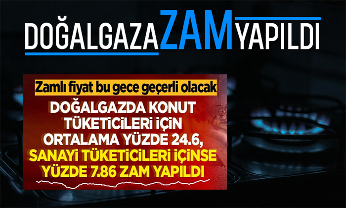 Doğalgaz’a Konutta % 24,6 Sanayi Aboneleri İçin İse Ortalama % 7,86 Zam Yapıldı