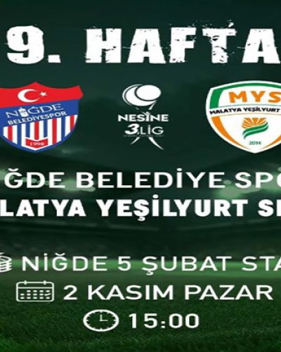 Niğde Belediyespor – Malatya Yeşilyurtspor Maçı 2 Kasım Pazar Günü Saat; 15.00’da Oynanacak